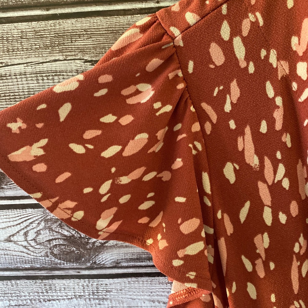 Nine West Women's Short-Sleeved Dress Size L Rust Faux-Wrap Belt Knee-Length NWT - Picture 3 of 10